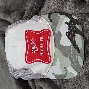 Miller High Life White Gray Camo Trucker Hat Adjustable